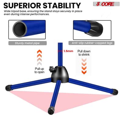 5 Core Mic Stand Floor Pair Adjustable 72" Tripod Microphone Stands w Telescoping Boom Arm image 6