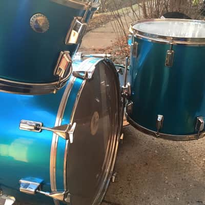 Pearl Fiberglass 1970s Blue Drum Kit image 6
