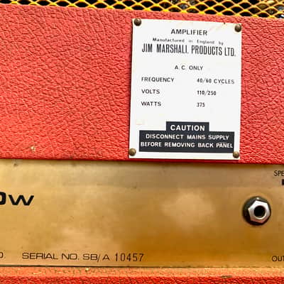 Marshall JMP 1992 Super Bass 100 Watts 1969 & Cabinet 1935 Red Half-Stack image 12