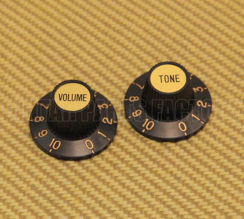 PK-0140-G (2) Black & Gold Witch Hat Knobs Guitar/Bass For 6mm Pots T/V image 1