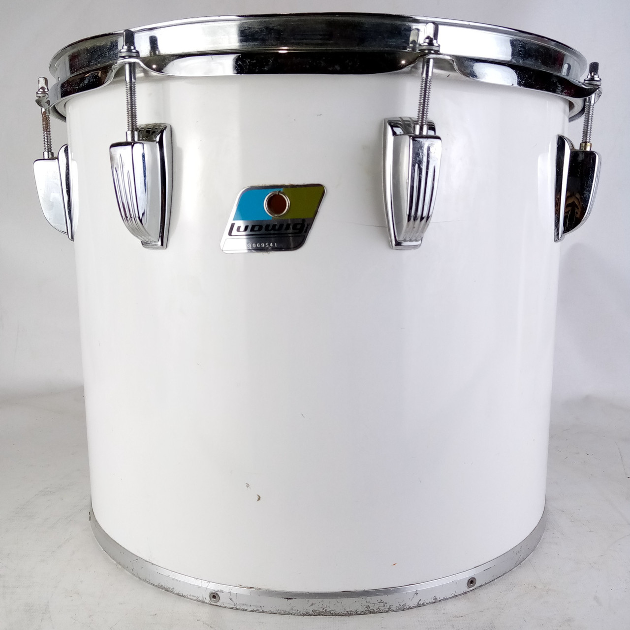 Ludwig 12x14" Timp-Tom Drum Vintage White Cortex 6Ply Maple Model#701 Blue/Olive — main photograph
