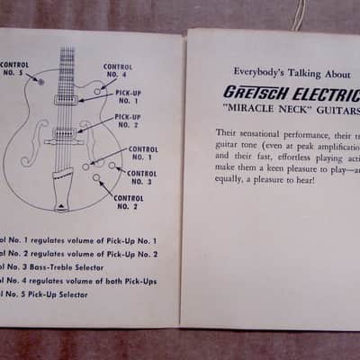 Gretsch Twin Pickup Guitar Adjustment 3-sided fold out Hang Tag 1954-1960 image 3