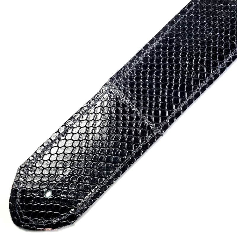 Premium Black Patent Leather Guitar Strap-Snake Skin Pattern Leather Guitar Strap -100% Leather Guitar Strap-Acoustic, Electric Bass Guitars image 1