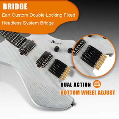 Eart GW2-Pro Headless Electric Guitar, Roasted Ash Body,24F Rounded Ends Jumbo Stainless Steel Bild 2