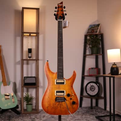 Schecter C-1 Exotic Spalted Maple - Ebony Fingerboard, Satin Natural Vintage Burst image 2