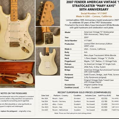 Fender 50th Anniversary American Vintage '57 Stratocaster 2007 - Mary Kaye image 10