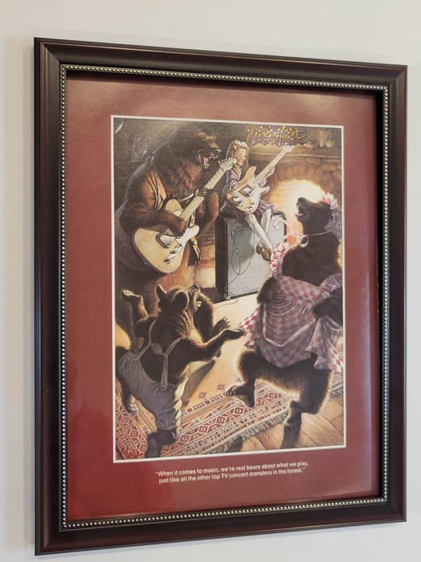 1975 Fender Guitars Color Promotional Ad Framed Goldielox 3 Bears Telecaster P. Bass Original image 1