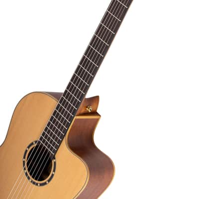Ortega RCE131SN Family Series Pro Solid Cedar Top Mahogany Neck Cutaway Nylon 6-String Classical Acoustic-Electric Guitar w/Gig Bag image 7