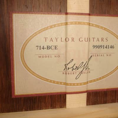 1999 Taylor 714-BCE 25th Anniversary Grand Auditorium Cutaway Acoustic Electric Guitar w/ Case image 5