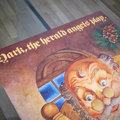 Fender Telecaster, Precision Bass, Rhodes & Twin Reverb Authentic Vintage Poster Christmas Campaign "Hark the Herald Angels Play" Artist Endicott Circa-1970's-Multi Color image 10