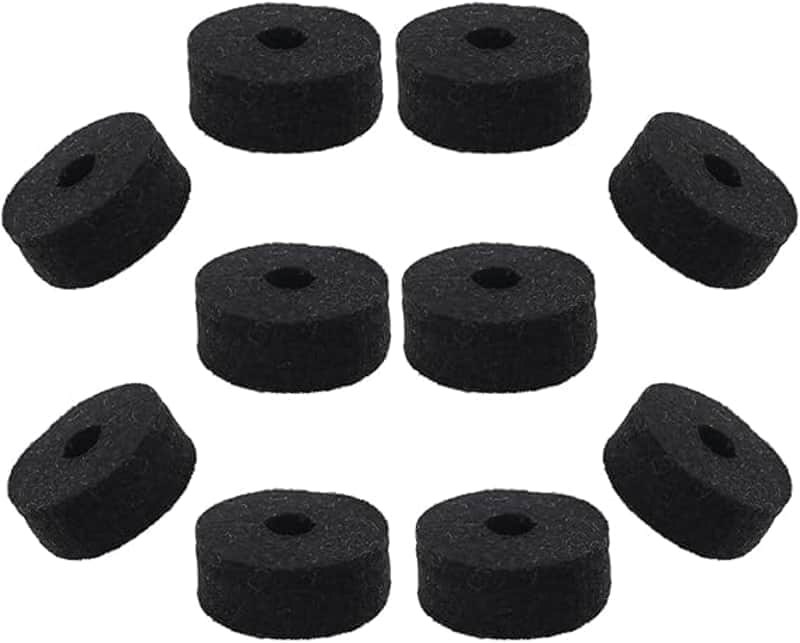 Pack of 10 Round Soft Black Cymbal Stand Felt Washer, Drum Felts Replacement, Enhance Your Drum Kit Sound and Protect Your Cymbals image 1