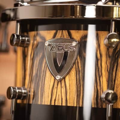 VARUS CUSTOM DELUXE 5 PIECE DRUM KIT, MAHOGANY SHELLS, ROYAL EBONY VENEER image 8