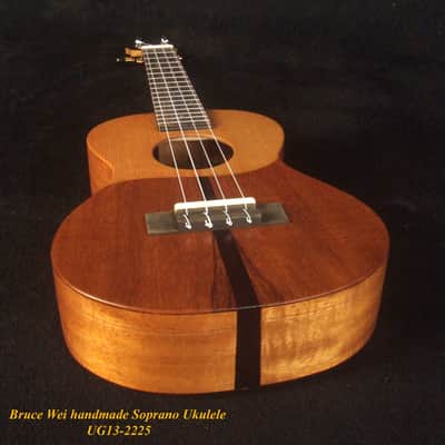 Handmade Soprano Ukulele, Solid Spruce, Hawaiian Koa, Mermaid Inlay, Soft-bag, Bruce Wei UG13-2225 image 9
