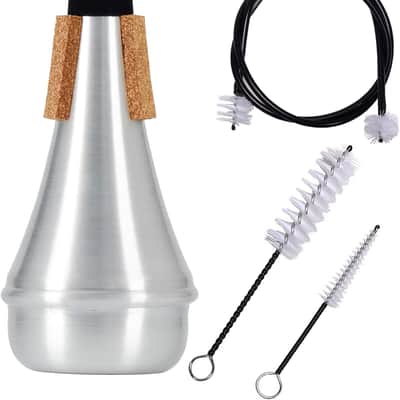 Trumpet Mute And Trumpet Cleaning kit, Trumpet Mute Silencer,Lightweight Aluminum Trumpet Practice Mute, Mouthpiece/Valve/Bore Brushes For Trumpet image 1