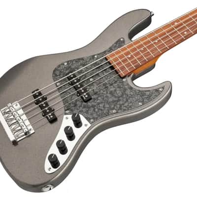 Sadowsky MetroExpress 21-Fret Vintage J/J Bass, Morado Fingerboard, 5-String - Solid Silver Metallic High Polish image 1