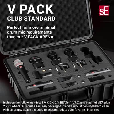 SE ELECTRONICS V Pack Club Standard Drum Mic Kit for Toms, Snares & Bass Drums - Includes 1 V Kick, 2 V Beats, 2 V Clamps, 1 V7 X Instrument Microphone, 2 sE7 Condensers & More image 2