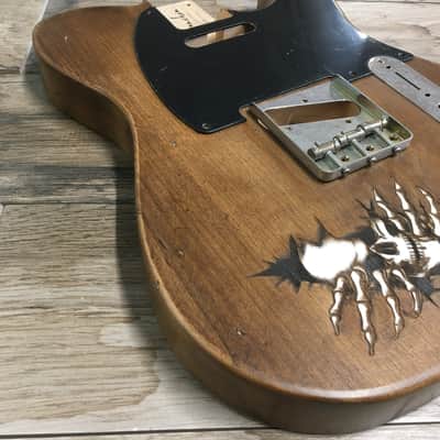 FRANCHIN Mars guitar body Aged Laser-cut Skulls drawings Natural Alder Halloween T-Style Made in Italy - Stock piece #19571024 image 10