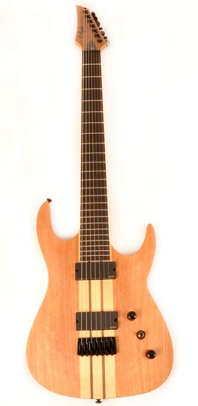Agile 7 String 28" Scale Baritone Electric Guitar with EMG Pickups Septor Elite 728 EB EMG Natural Mahogany image 1