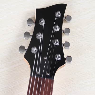 Metallic Blue 7 String Fanned Fret Custom Guitar, Solid Basswood Body with Maple Neck image 3