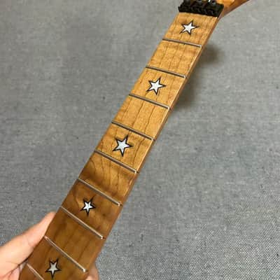 22 fret satin Roasted Flame Maple Electric guitar Neck Parts Inlay Locking nut image 1