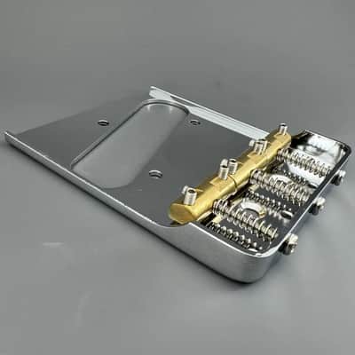 Left Handed Chrome Tele Style Guitar Ashtray Bridge with Brass Saddles image 2