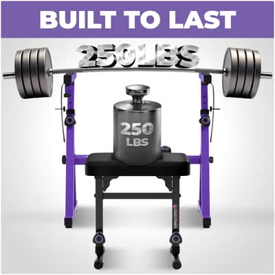 Liquid Stands Keyboard Stand and Bench Set - Heavy Duty Portable Stand for 54-88 Key Electric Pianos with Adjustable Piano Bench (Purple) image 3