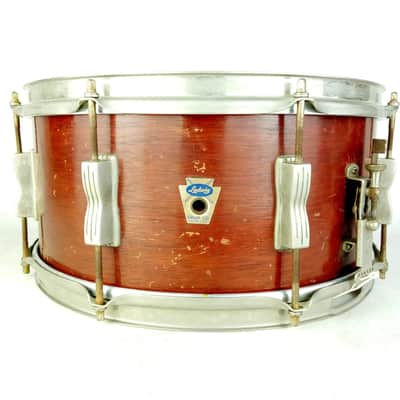 Ludwig 6.5x14" Auditorium Transition Badge Snare Drum Rare P83 10/28/60 Mahogany image 1