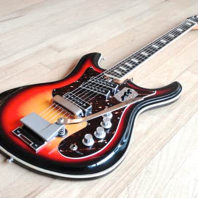 1960s Silvertone 1445 Vintage Electric Guitar by Teisco German Carve 1441 w/ gigbag & Original Strap image 13