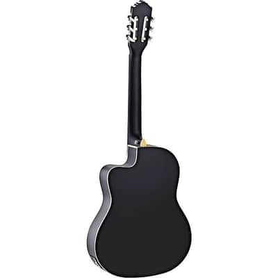 Ortega Guitars Family Series Slim Neck & Thinline Body Nylon String Guitar in Satin Black w/ Gig Bag image 2