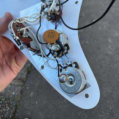 1980 Fender Stratocaster Loaded Pickguard Guard Pickups Pots - White image 4