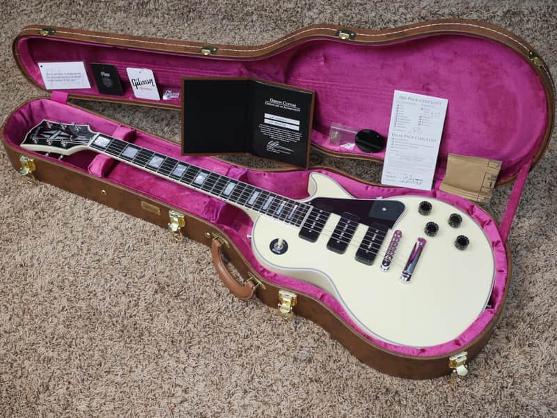 Video! 2018 Gibson 3 P90 Les Paul Custom M2M Vintage White image 1