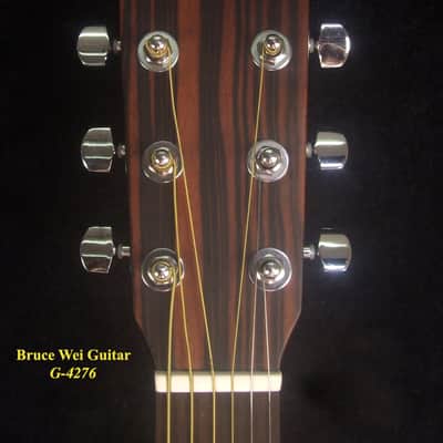 Handmade OM Acoustic Guitar, Solid Indian Rosewood, Mop TIGER Inlay, Soft-Bag, Bruce Wei (4276) image 9