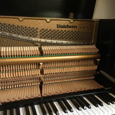 1994 Vintage Made in USA Baldwin 243HP Ebony Black Lacquer Acoustic Upright Studio Piano + Original Bench Key image 8