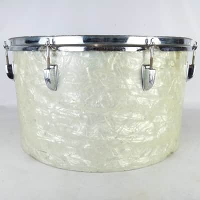 Ludwig 10x18"Timp-Tom Drum#570 Vintage70s WMP 3Ply Maple Bass White Marine Pearl image 2