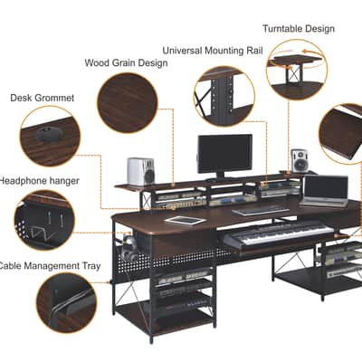 Musiea EX200 Series Pro Music Recording Studio Desk Workstation with 3 x 4U Rack and 2 x 9U Rack image 2