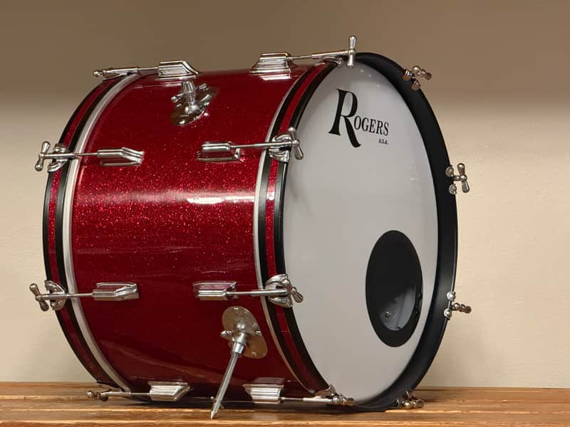 1960's Rogers Red Sparkle 20" Holiday Bass Drum 14x20 image 1
