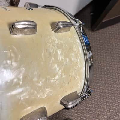 Vintage Slingerland 1948-54 Era Radio King Floor 16x16 & Rack Tom 12x8 White Marine Pearl WMP image 7