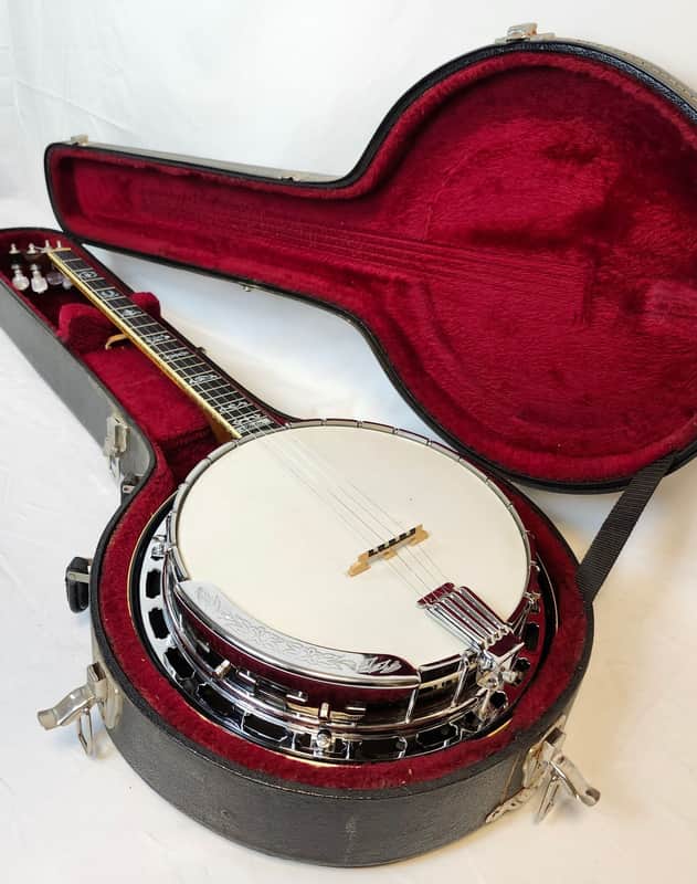 Vintage Iida 240P Plectrum Banjo, Masterclone, Archtop Tone Ring, Japan, 1970s, Mahogany Resonator, Pickup Mod, w/HSC image 1