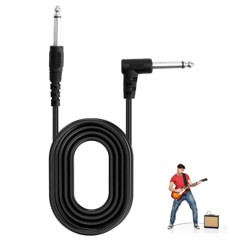 Guitar Cable, Black Aux Cable, Audio Cable, Electric Guitar Instrument Cable, Professional Guitar Cable for Speaker Amplifier Bass Studio Audio Monitor Mixer (1.5m) image 1