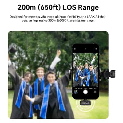 Hollyland LARK A1 Combo 2-Person Wireless Microphone System with USB-C and Lightning Connectors for Mobile Devices (Ivory White, 2.4 GHz) + Vivitar compact Selfie Video Tripod + 16GB Transcend MicroSD Memory Card with Adapter image 5