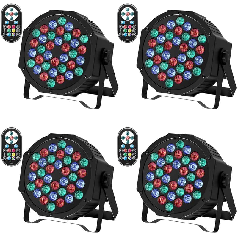 Led Par Lights 36 Led Stage Lights 9 Modes Rgb Dj Lights With Sound Activated Remote And Dmx Control Dj Uplighting?For Birthday Party Events Wedding Christmas Stage Lighting (4 Packs) image 1