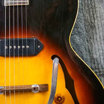 1956 Gibson ES-225T Sunburst Hollow Body 1x P90 with Bigsby and Hard Case image 5