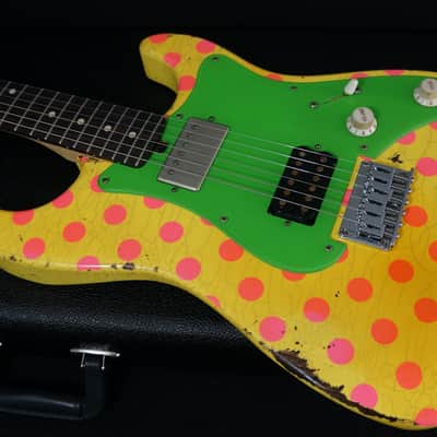 Friedman USA Custom Shop Vintage S Guitars in Graffiti Yellow with Pink Polka Dots image 7