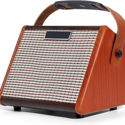 15W Portable Electric Guitar Amp with BT, Rechargeable Battery, Built-in Effects Overdrive, EQ, Woodgrain Finish, and 6.35mm Headphone Jack image 1