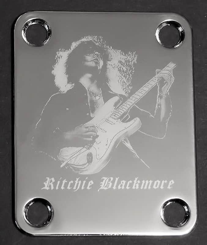 GUITAR NECK PLATE Custom Engraved Etched - Fits Fender - RITCHIE BLACKMORE - Chrome image 1