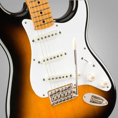 Mint Squier Classic Vibe '50s Stratocaster, Maple Fingerboard, 2-Color Sunburst - 0374005500 Bundle w/ 12-Pack Guitar Pick and Liquid Audio Polishing Cloth image 6