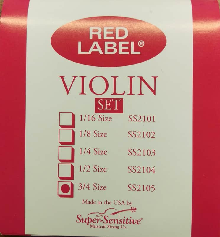 Super-Sensitive 2105 Red Label 3/4 Size Violin Strings image 1