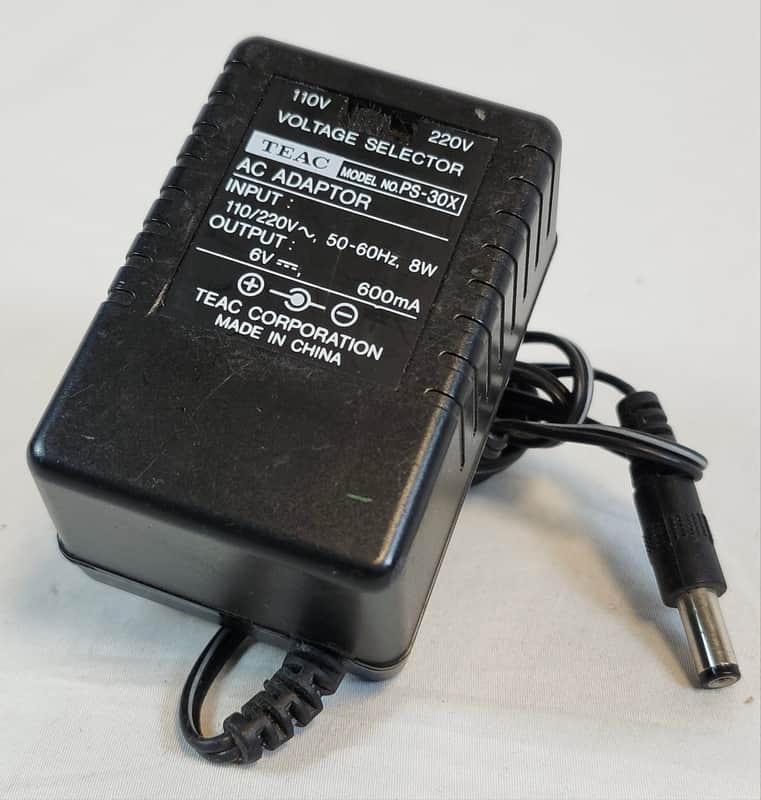 TEAC PS-30X 6V Adaptor with Voltage Selector (110V/220V), +), 600mA, for vintage recorders and cassette players image 1