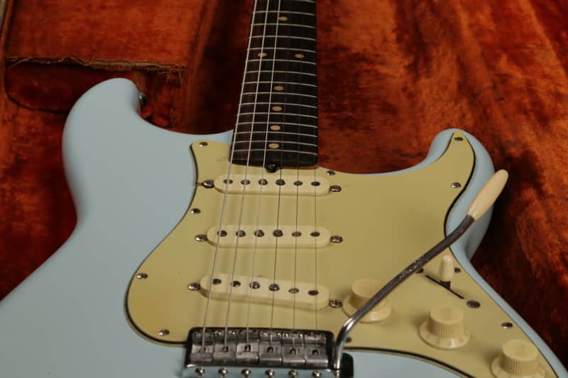 Fender Stratocaster 1961 Slab Board Sonic Blue all original except refinish w/OHSC image 1
