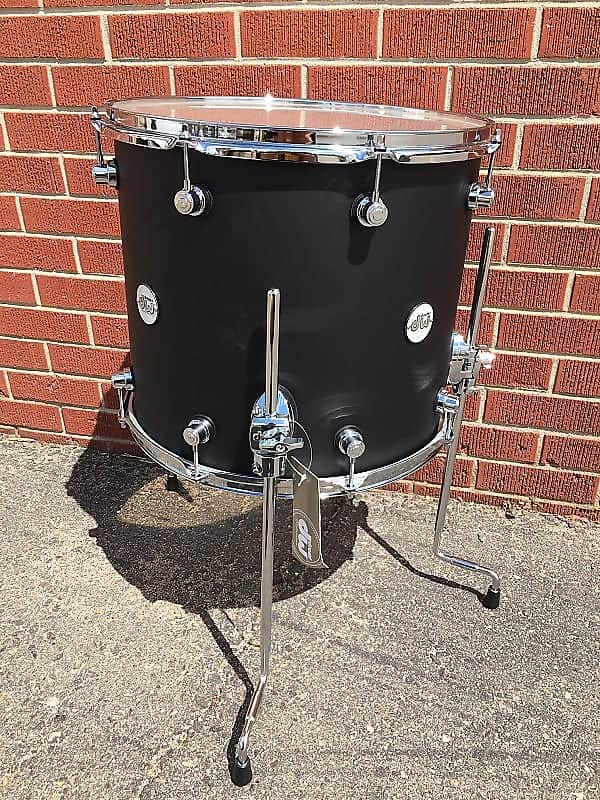 DW Design Series Black Satin 14" x 16" Maple Shell 16'' Floor Tom with Leg's image 1